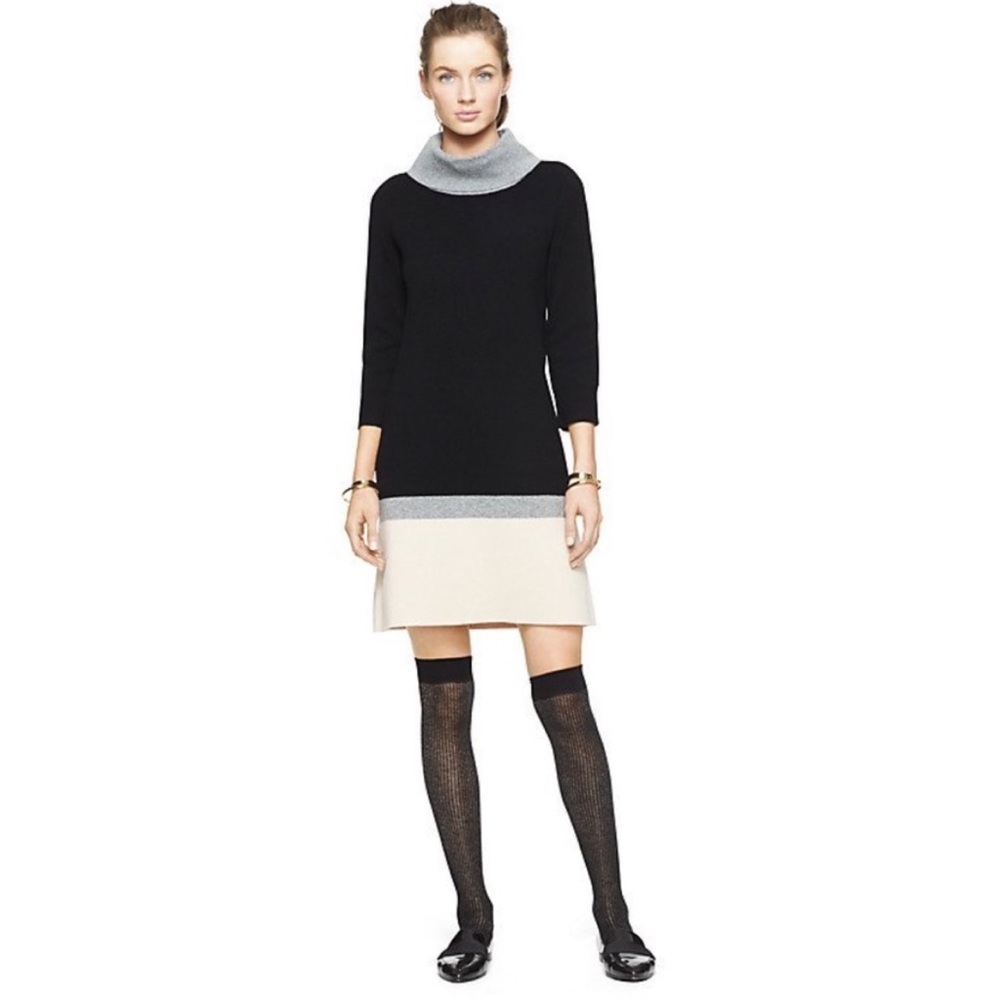 Kate Spade New York Brandis Cowl Neck Wool Cashmere Color Block Sweater Dress